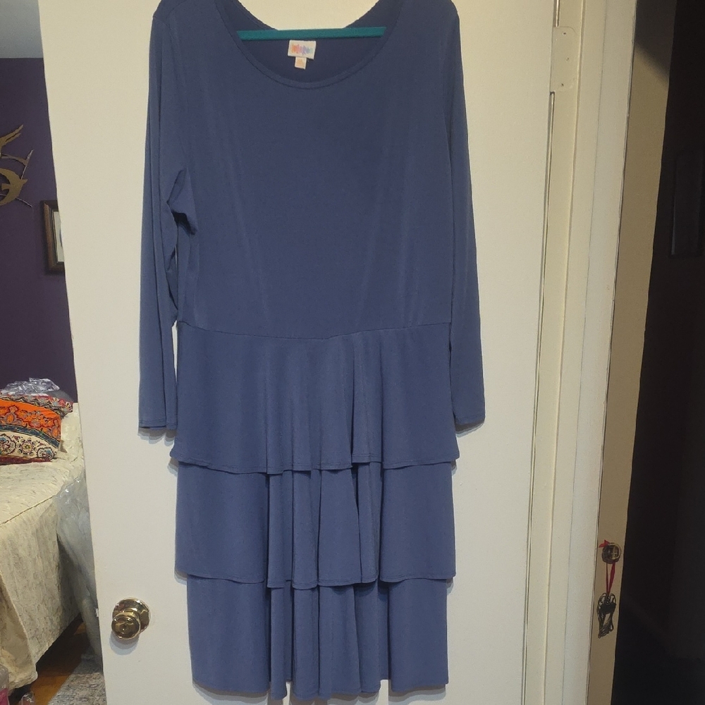 LuLaRoe Georgia Elegant Blue Tiered Dress